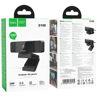 Webcam Hoco D100 Full HD Webcam Hoco D100 USB Cámara Web Hoco 1080P Webcam con Micrófono Hoco Webcam USB Full HD Negro