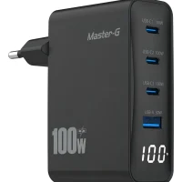 Cargador Master-G 100W Cargador USB-C Master-G Negro Cargador USB-C 100W Adaptador de corriente Master-G Cargador rápido Master-G