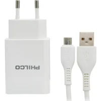 Cargador Philco R2100 Cargador doble USB Philco Cargador 2.1A Philco Blanco Cargador Micro USB Philco Adaptador de carga Philco